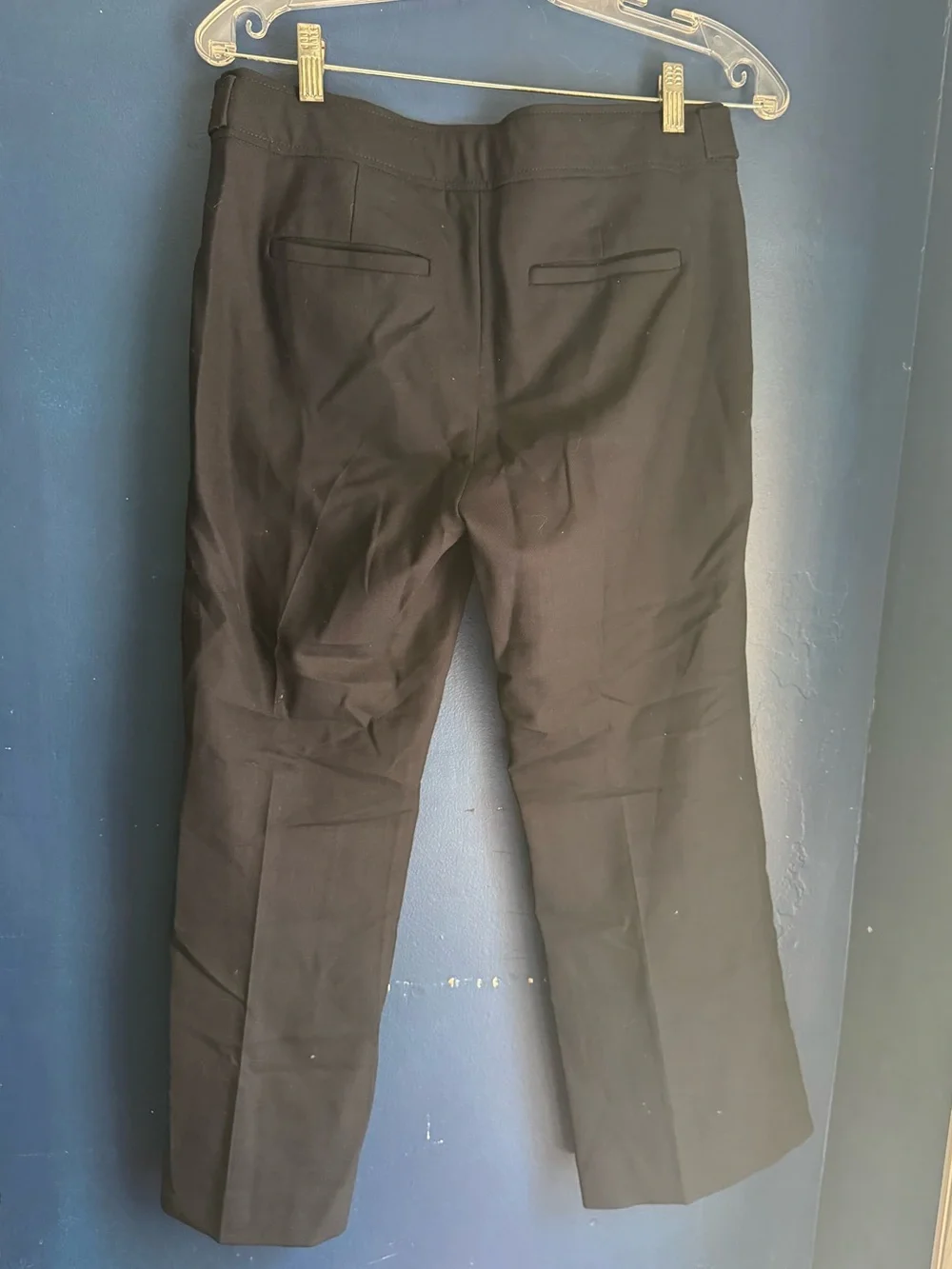 J. Crew Black Straight-Leg Pants with Gold Buttons